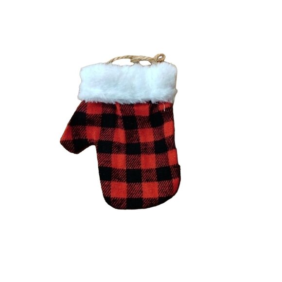 Gift Card Holder Ornament Buffalo Plaid Mitten Handcrafted Santa Claus Pin - Picture 7 of 8